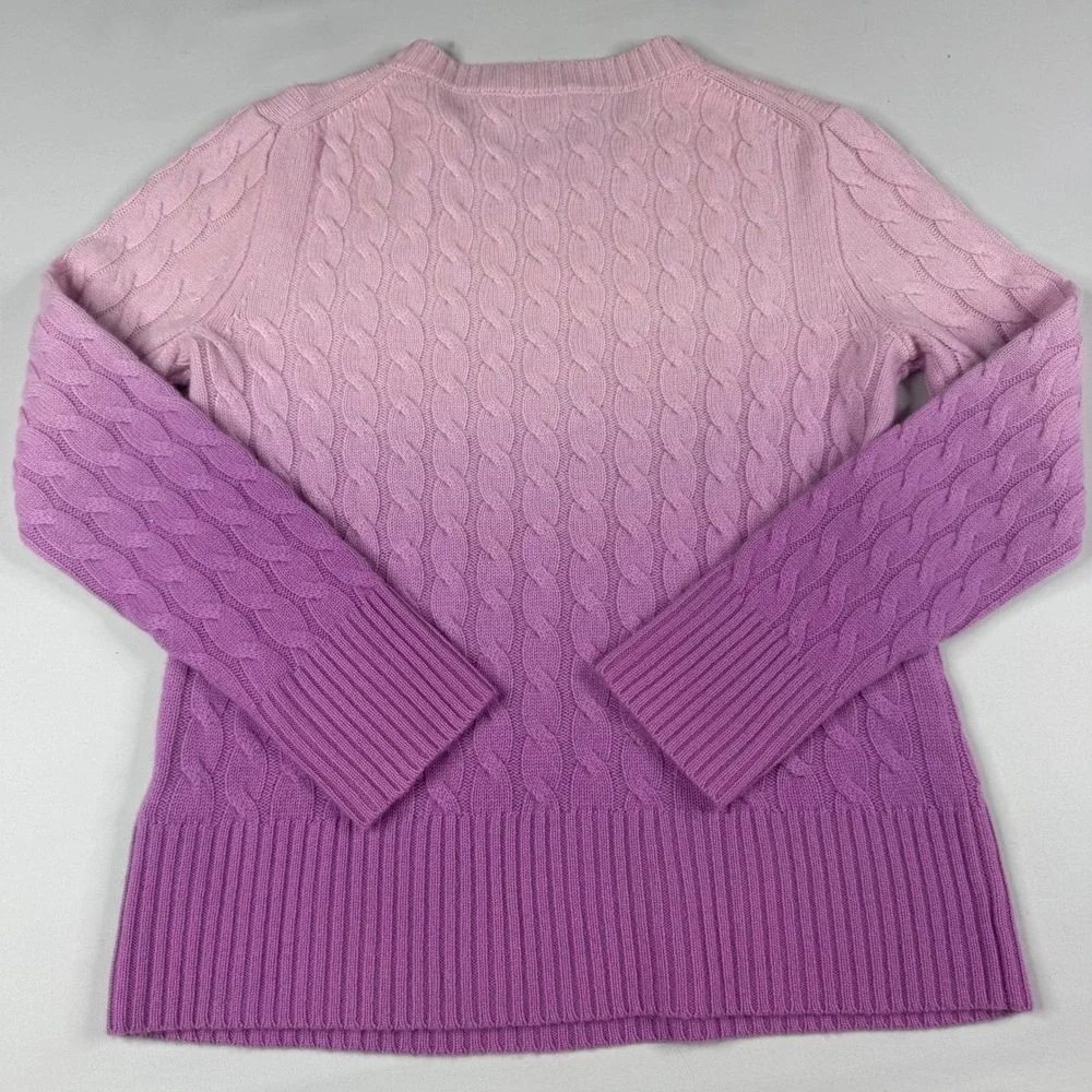 J.Crew‎ Sweater Women XS Pink Purple Ombre Cashmere Cable Knit Crewneck Limited